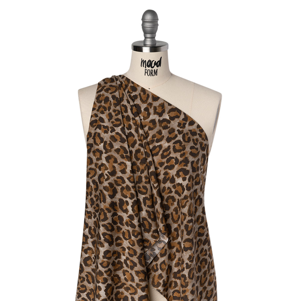 Rayon Woven Print Made in Italy - Greige, Tan and Dark Brown Cheetah Spots - Deadstock - Joann Fabrics
