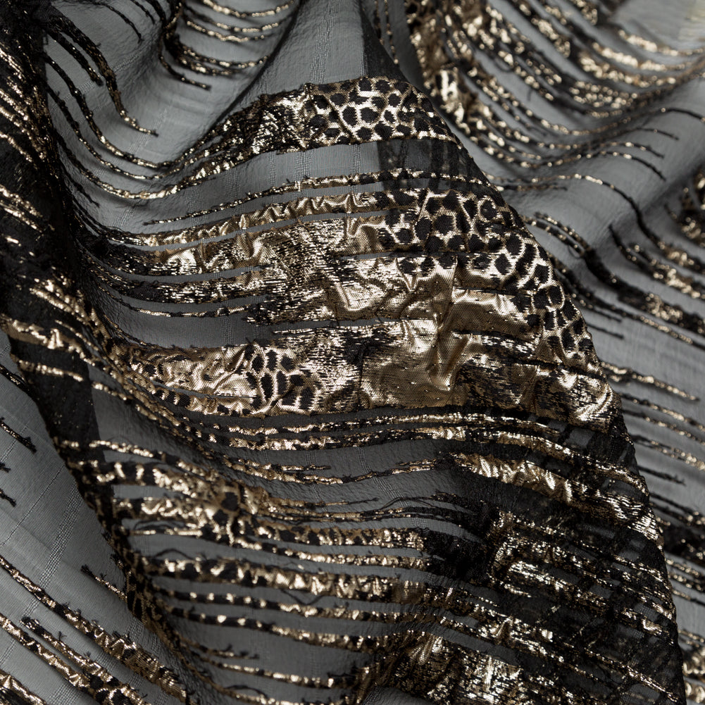 Metallic Gold and Black Luxury Striated Burnout Brocade - Joann Fabrics