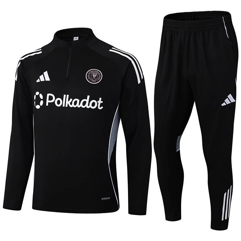 2025/2026 Inter Miami Half-Pull Training Suit Black Football Shirt 1:1 Thai Quality Set