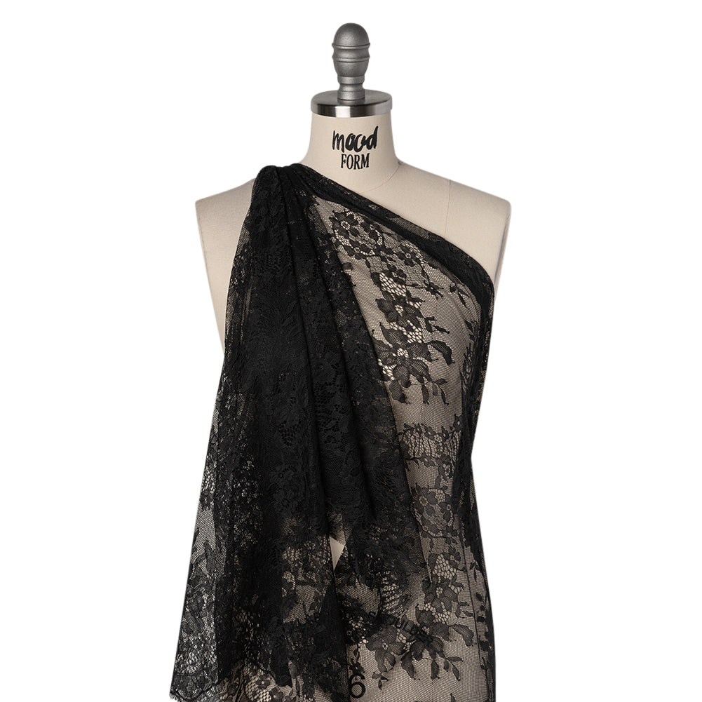 Chantilly Lace with Finished Scalloped Edges - Black Fancy Florals - Joann Fabrics