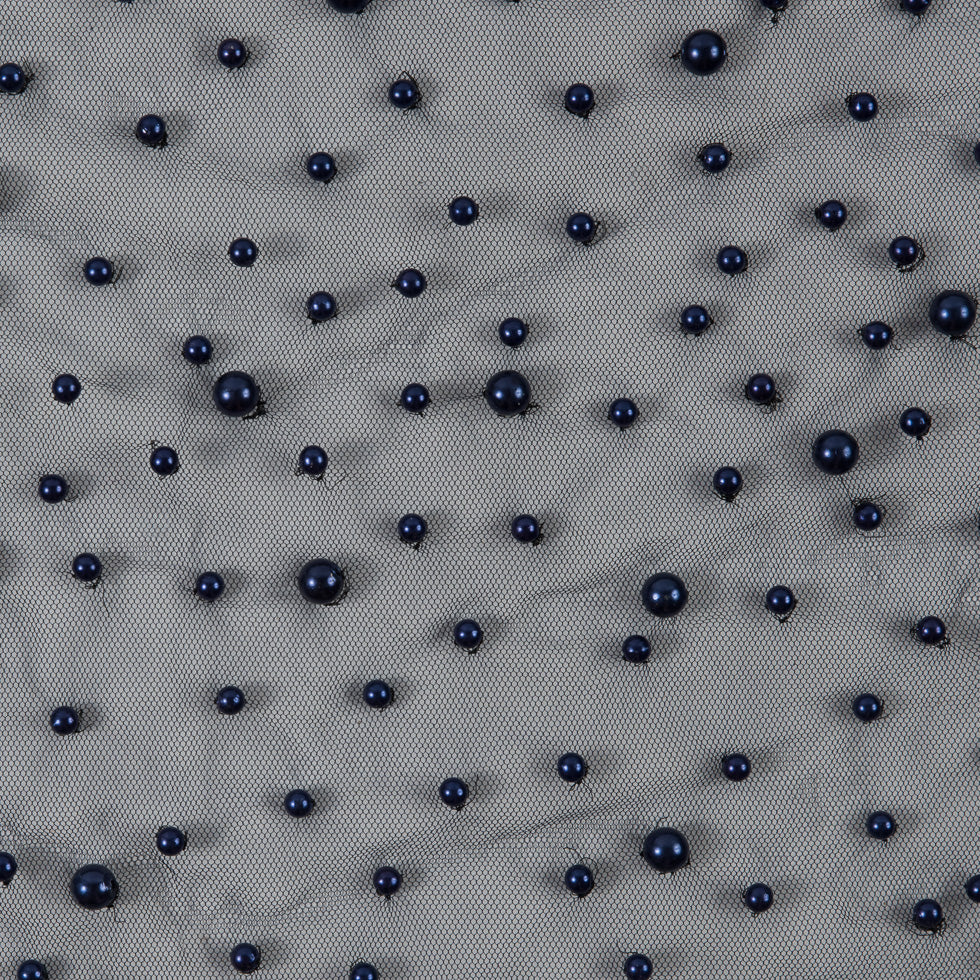 Mesh Lace with Pearl Beads - Navy - Joann Fabrics