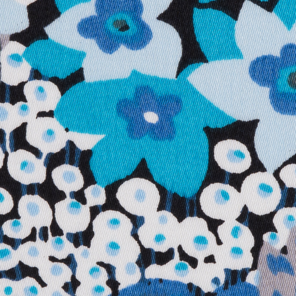 Blue/Gray Floral Combed Cotton Sateen - Joann Fabrics