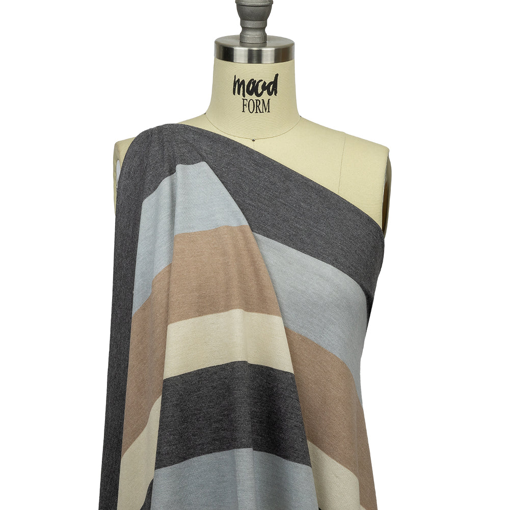 Charcoal, Gray and Beige Stripes Stretch Polyester and Rayon French Terry - Joann Fabrics