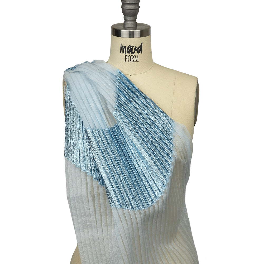Metallic Han Blue Waves Pleated Luxury Burnout Brocade - Joann Fabrics
