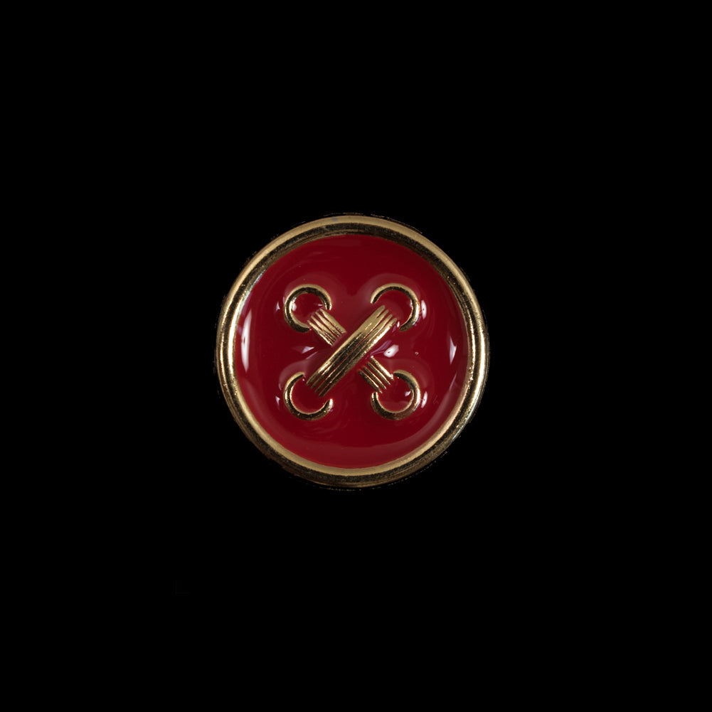 Italian Red and Gold Metal Button - 24L/15mm - Joann Fabrics