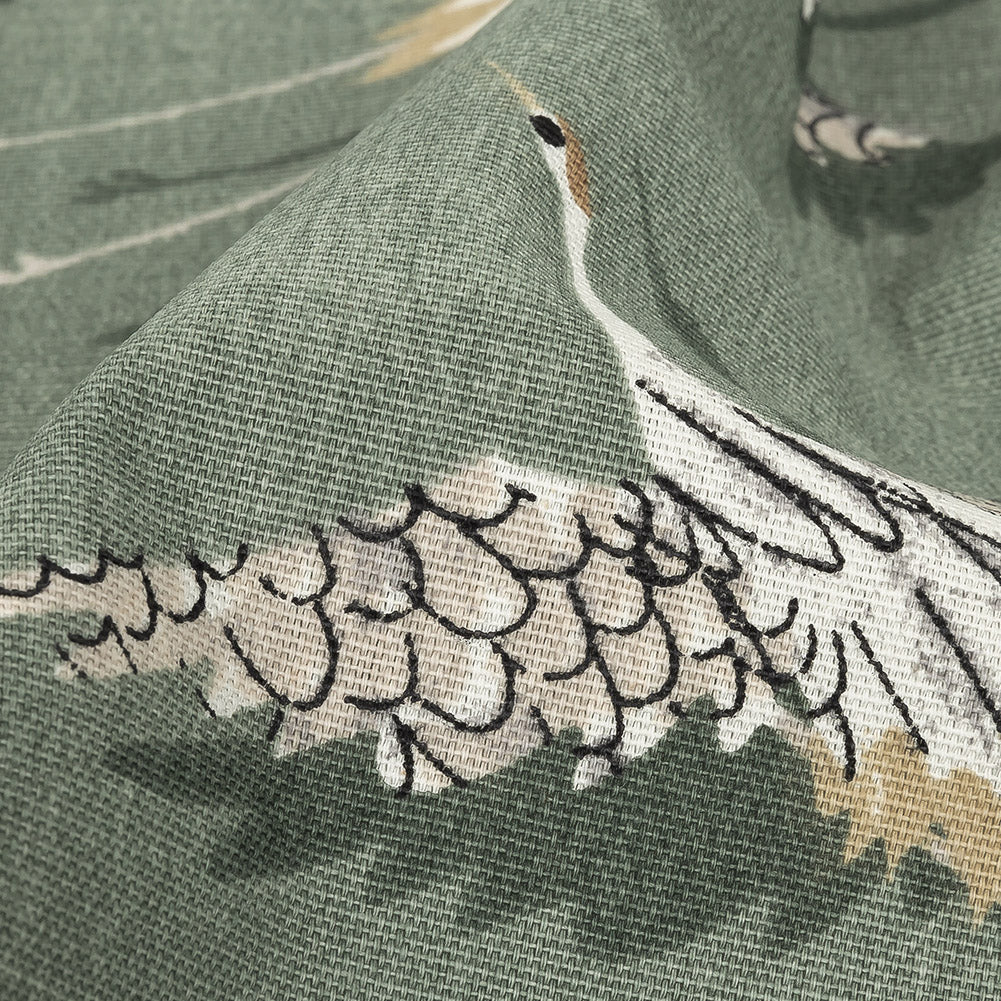 Cotton Canvas Print - Olive Cranes - British Imported - Joann Fabrics