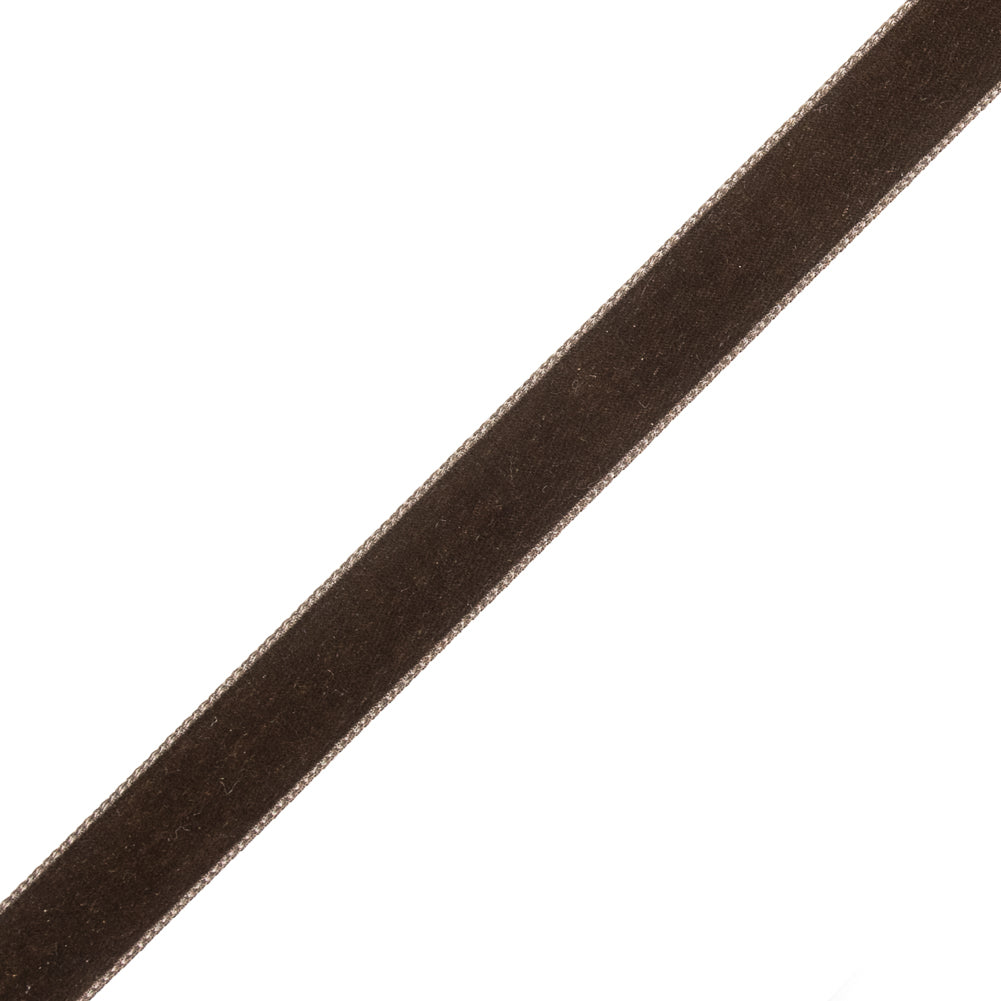 Swiss Brown Single-Faced Velvet Ribbon - 0.625