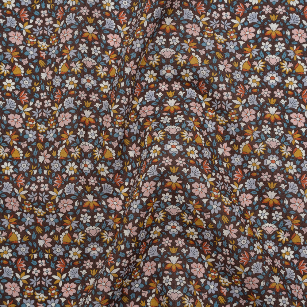 Liberty Fabrics Tana Lawn® - Meera Multi Pastel - Golden Yellow, Light Blue and Brown Simple Floral - Joann Fabrics