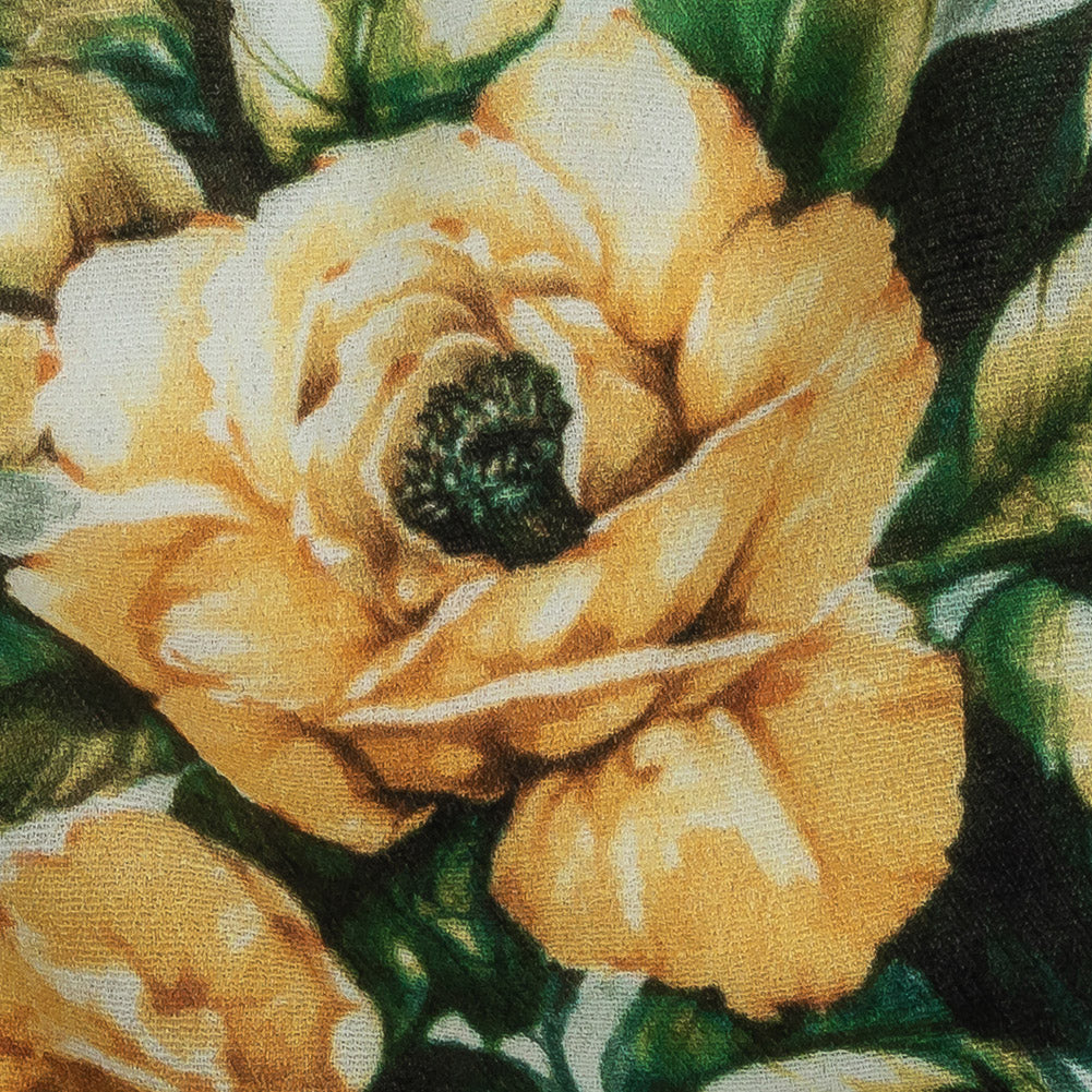 Gauzy Viscose Crepe Print - Yellow, Teal and White Floral - Mood Exclusive Jardin des Fleurs - Joann Fabrics