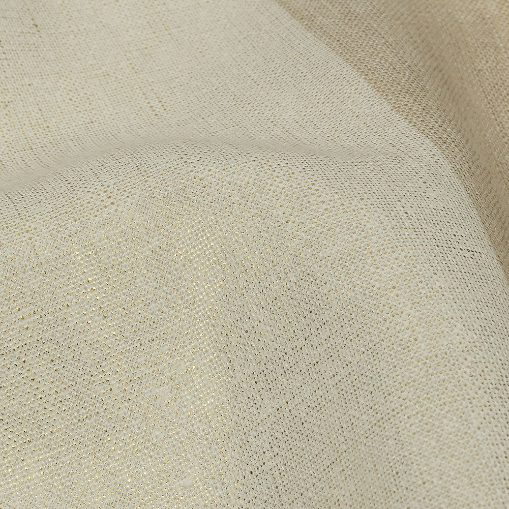 Beige and Ivory Awning Striped Medium Weight Linen Woven with Gold Foil - Joann Fabrics