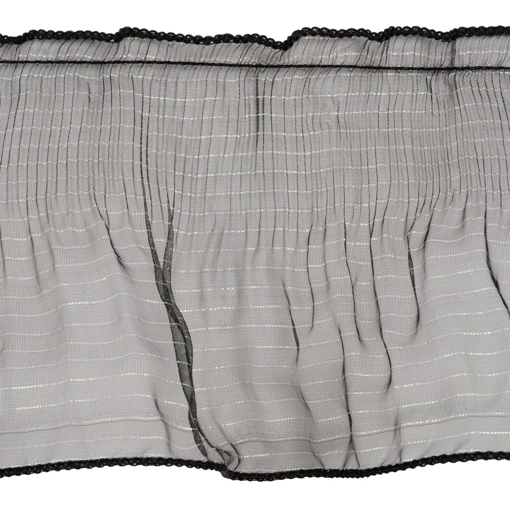 Yaya Han Pleated Ruffle Organza Trim - Mermaid Black and Iridescent Stripes, 5