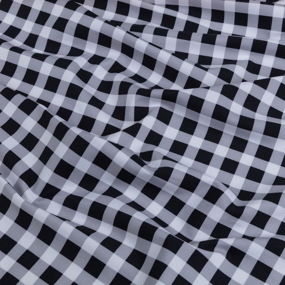 Compression Swimwear Tricot, UV Protective with Aloe Vera Microcapsules - Black and White Checkered - Caye Collection - Joann Fabrics