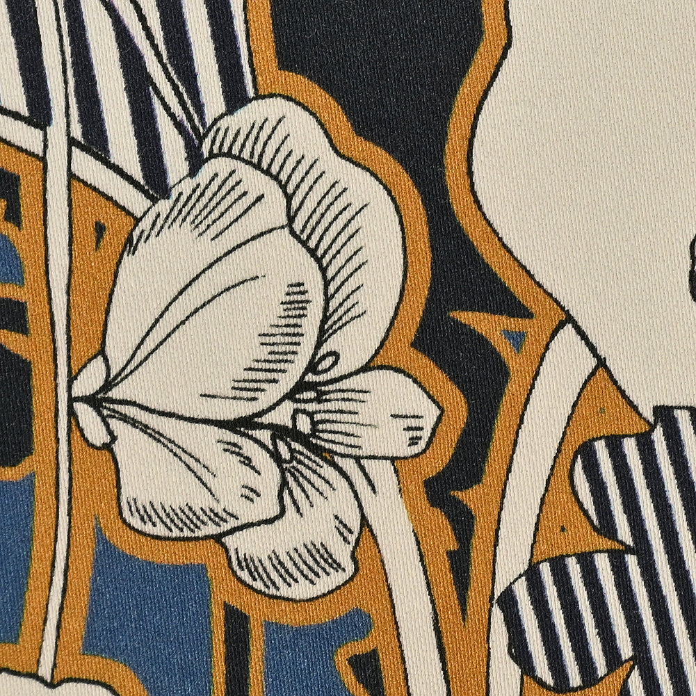 Mood Exclusive Fleurs de Nuit Navy and Mustard Stretch Cotton Sateen - Joann Fabrics
