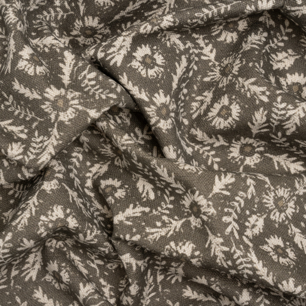 Brushed Cotton and Linen Canvas - Truffle Flowers and Leaves - Flowers and Leaves British Imported - Joann Fabrics