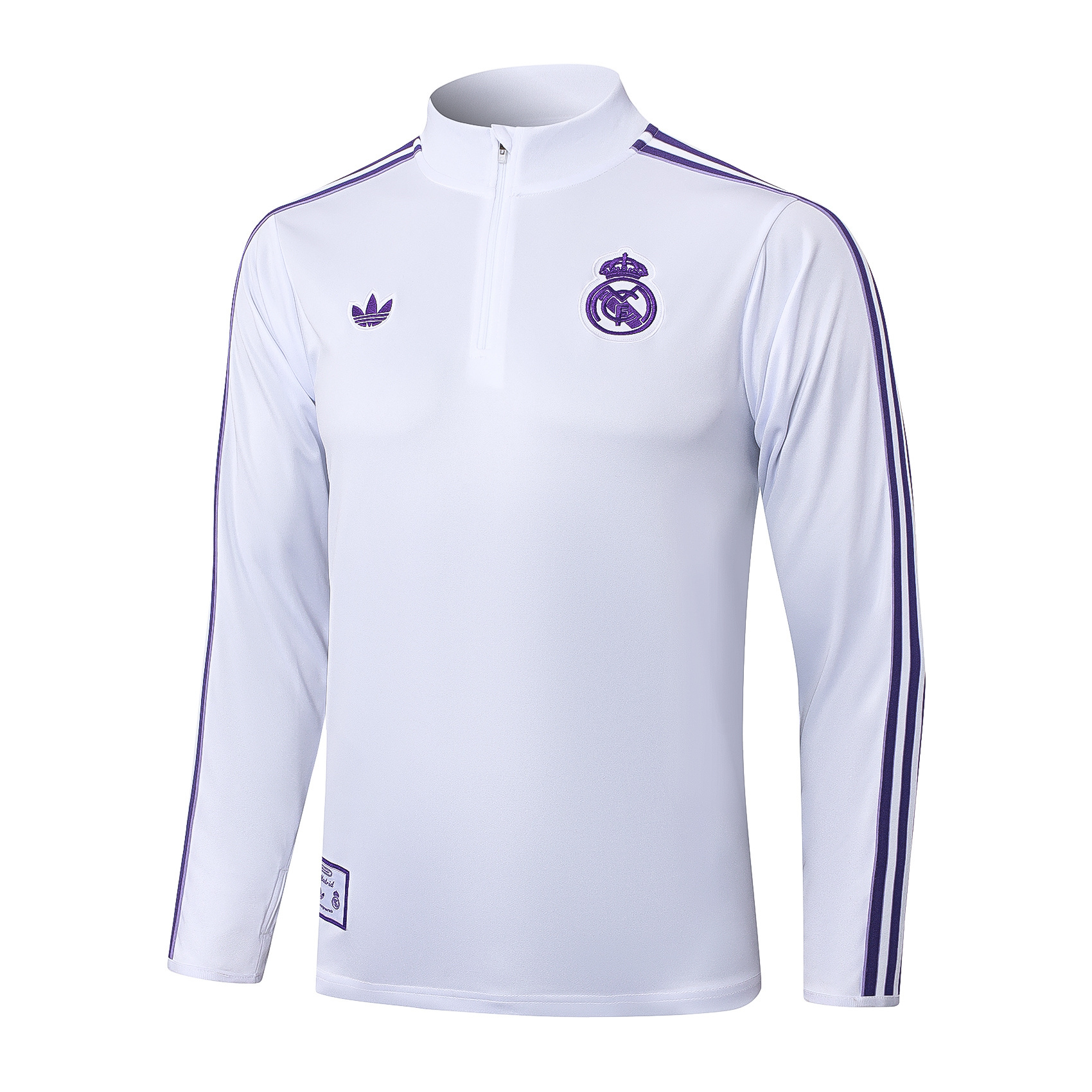 2025-2026 Real Madrid Retro White Half-Pull Training Suit Football Shirt 1:1 Thai Quality Set 02