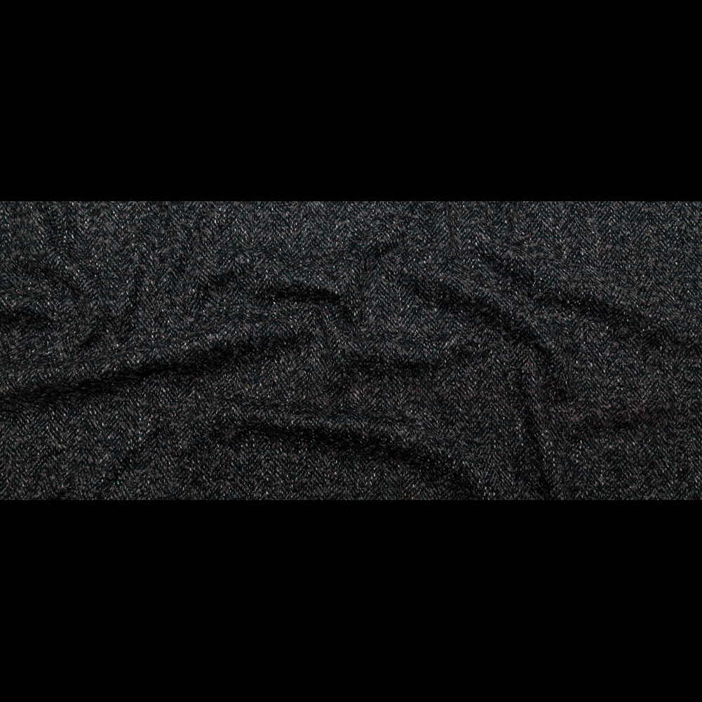 Deep Forest, Raven and Bone White Herringbone Boucle Wool Tweed - Joann Fabrics