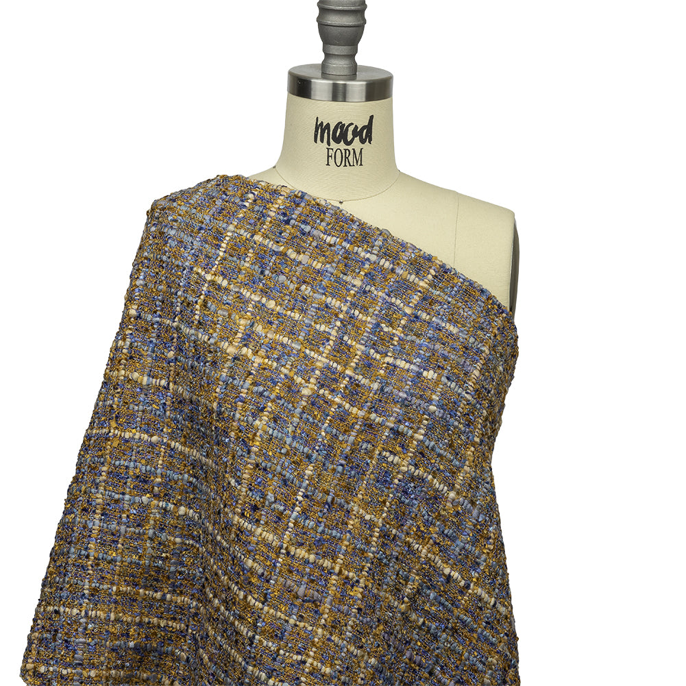 Viscose and Acrylic Chenille Tweed - Blue and Mustard Metallic - Newcastle Collection - Joann Fabrics