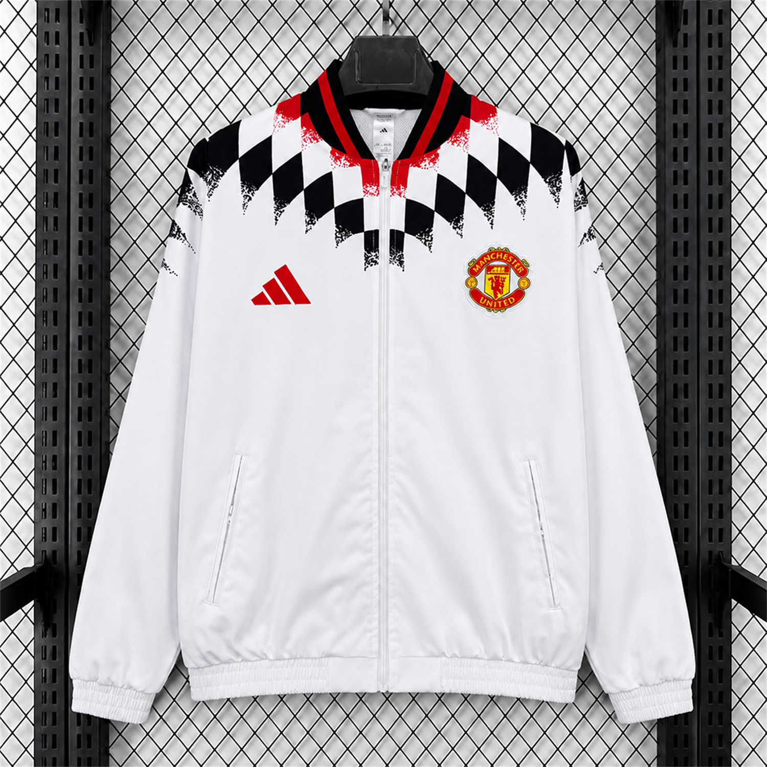 Manchester United 26-27 Track Windbreaker Jacket - White - UnitedFutballJersey