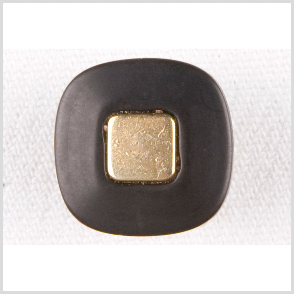 Square Plastic Shank Back Button - 28L/18mm - Flat Black with Gold Center Square - Joann Fabrics