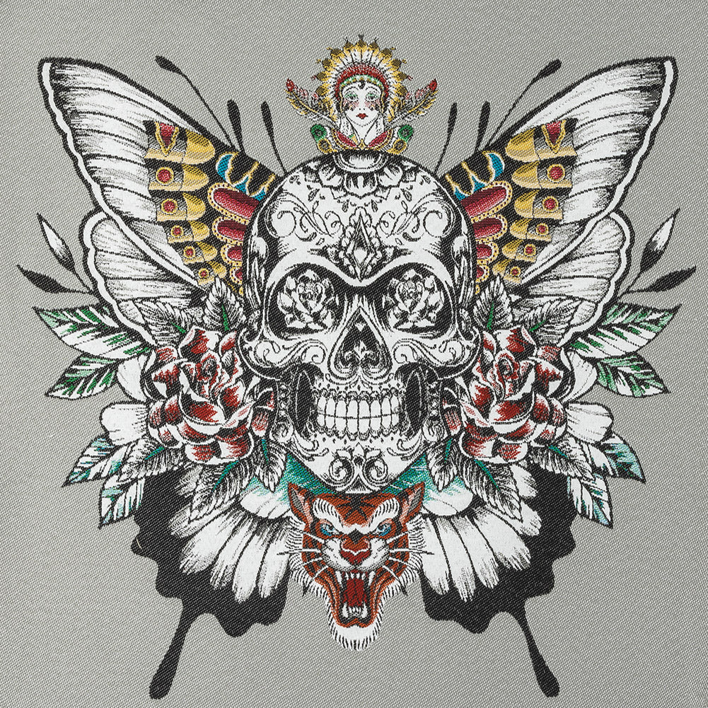 French Gray A Flutter On Cotton Blend Oversized Square Patch - 18.875