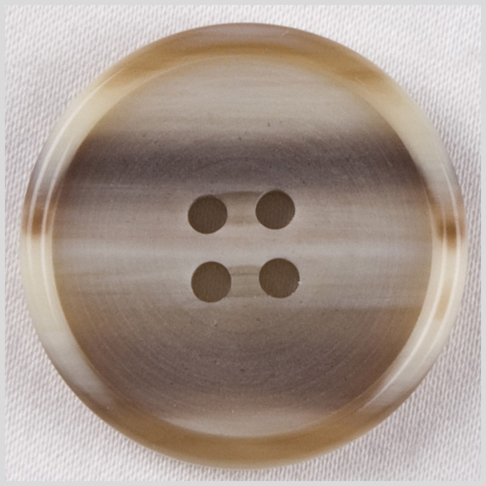 Plastic 4-Hole Button - 40L/25.5mm - Brown, Dark Beige and Cream Foggy Striations Narrow Rim - Joann Fabrics