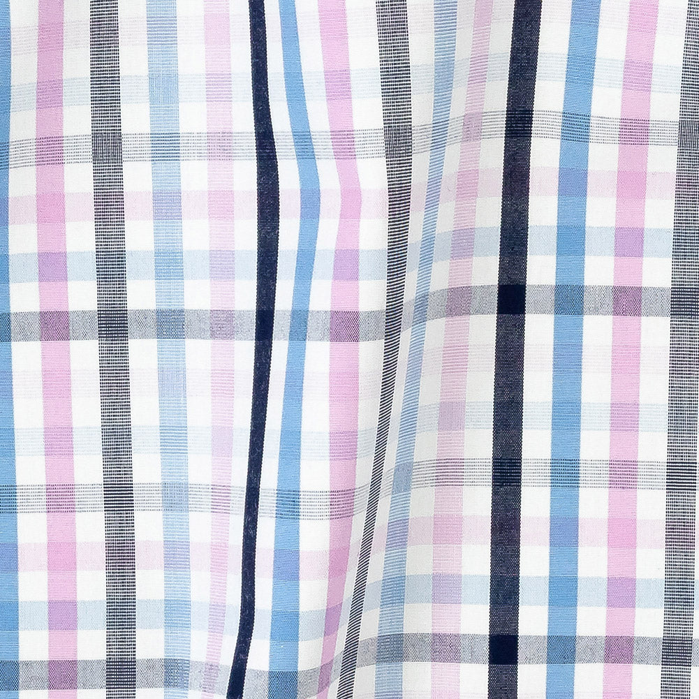 Premium Sky Blue, Candy Pink and White Plaid Cotton Shirting - Joann Fabrics