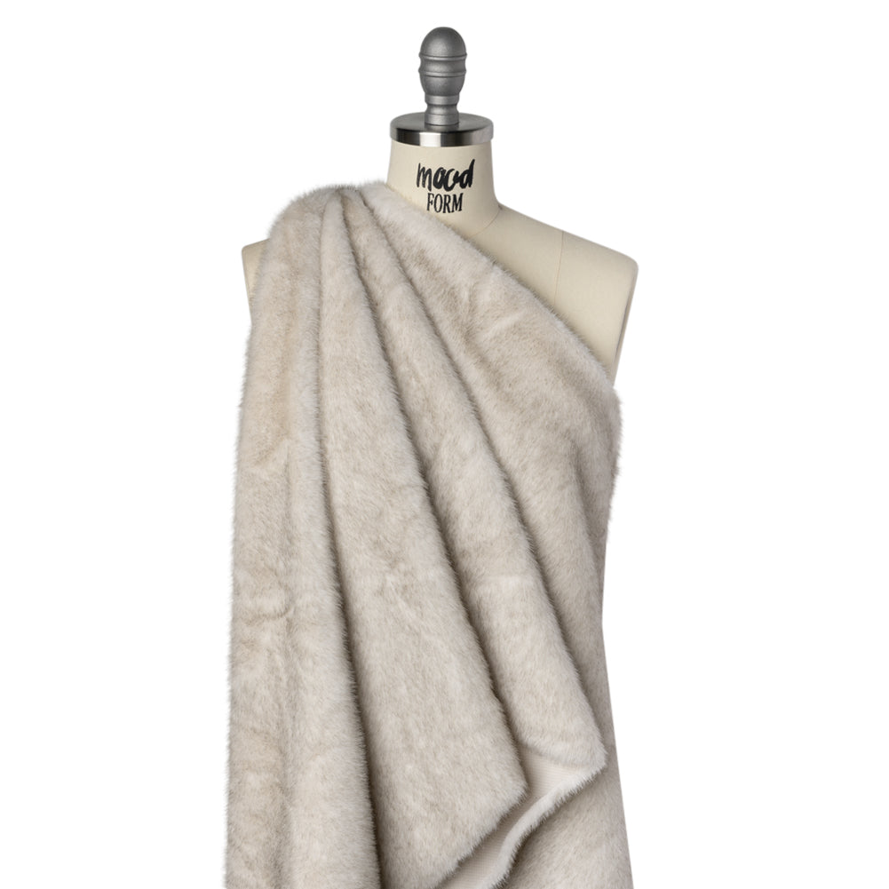 Plush Two-Tone Short Pile Recycled Polyester Faux Fur - Ivory with Black Tips - Joann Fabrics