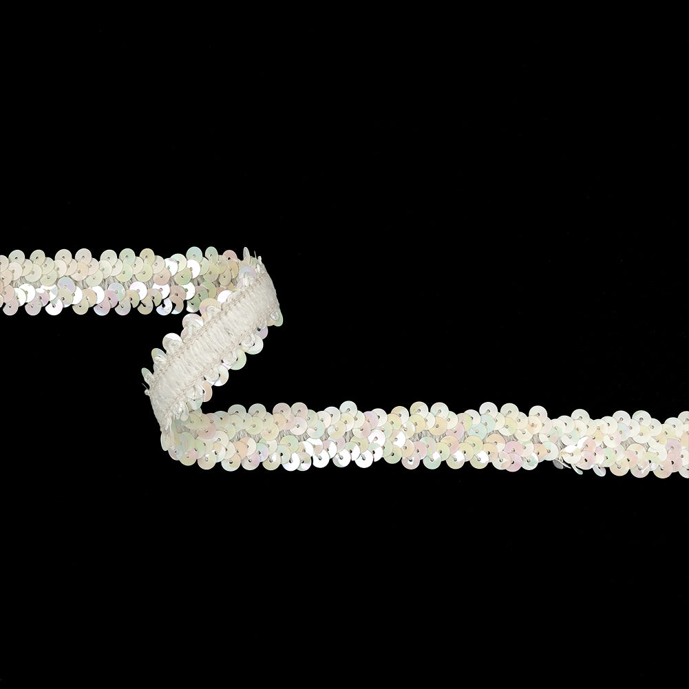 White Iris Two Row Stretch Sequins Trim - 0.875