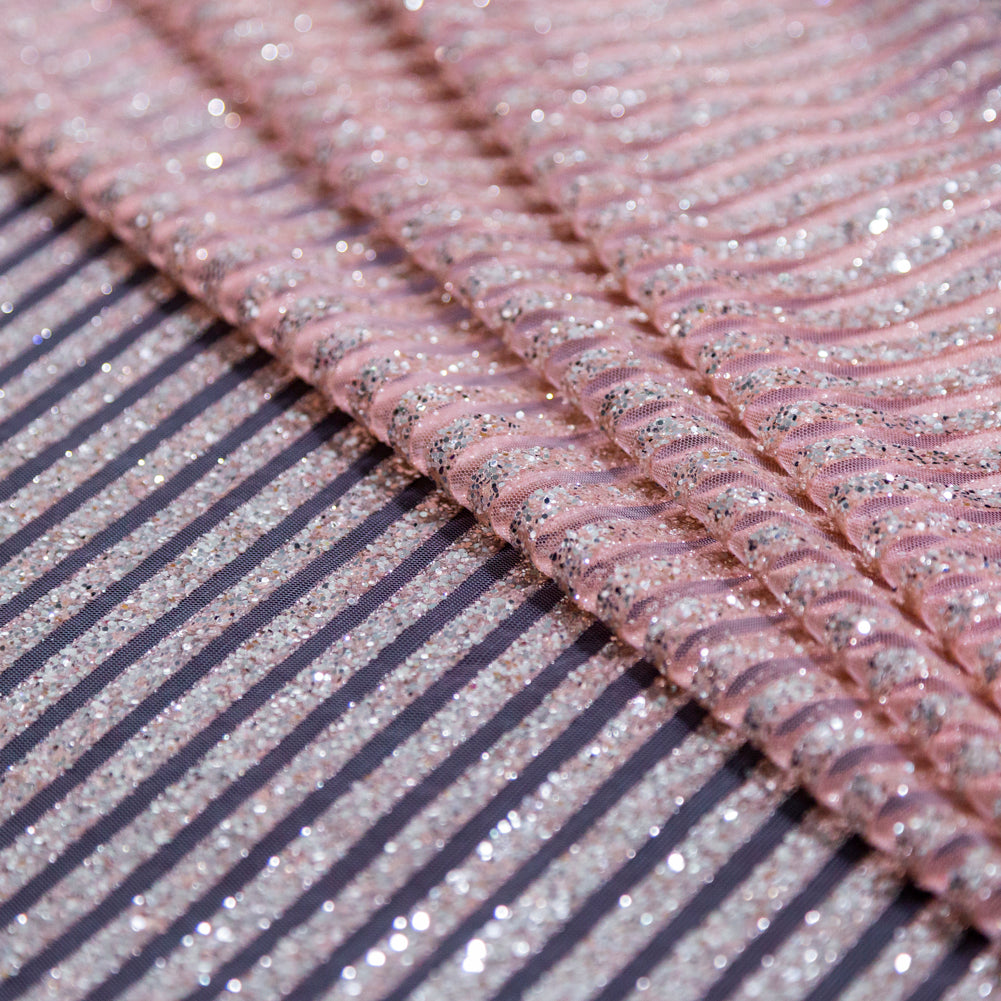 Metallic Silver Glitter and Pink Striped Tulle - Joann Fabrics