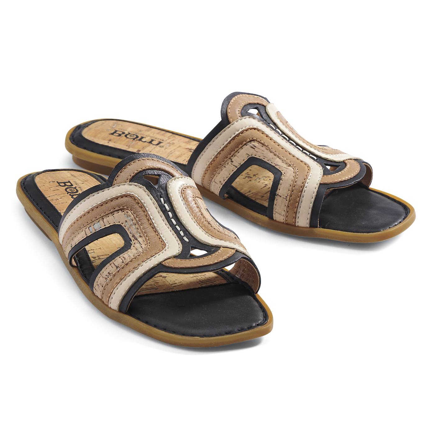 Geometric Leather Slide Sandals by Born® - Northstyle Catalog