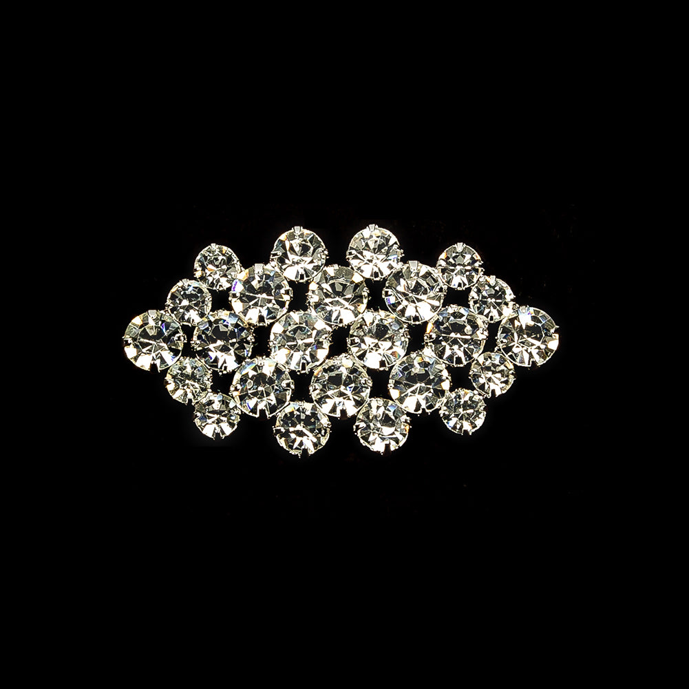 Vintage Czech Crystal Rhinestones and Silver Metal Abstract Ornament - 2.125