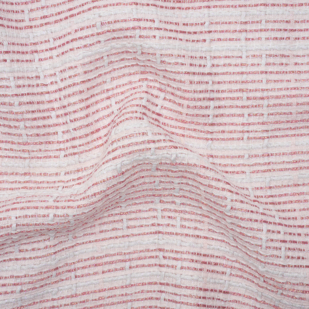 Metallic Tactile Tweed - Iridescent Rainbow, White and Pink Plaid - Deadstock - Joann Fabrics