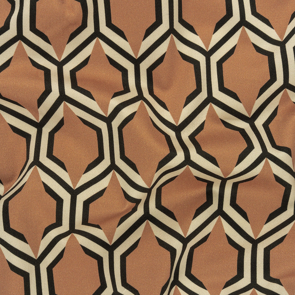 Stretch Cotton Sateen - Warm Tan Honeycomb Geometric - Sweet as Honey Print - Mood Exclusive Wisteria Collection - Joann Fabrics