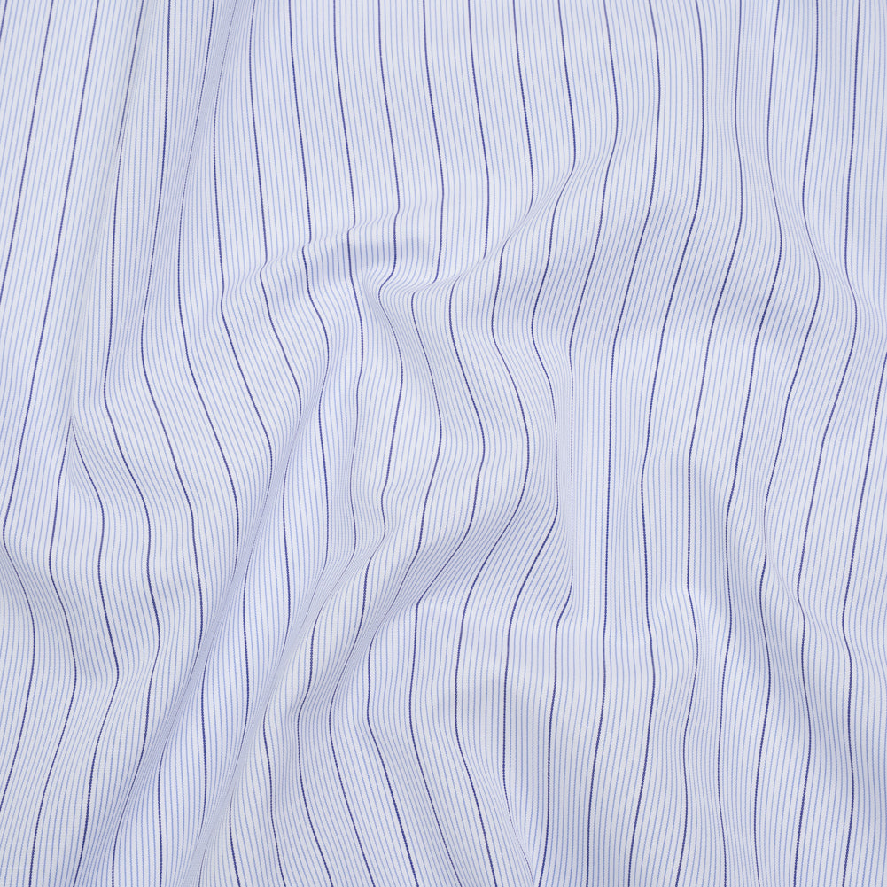 Cotton Shirting - Sky Blue, Navy and White Stripes - Deadstock - Joann Fabrics