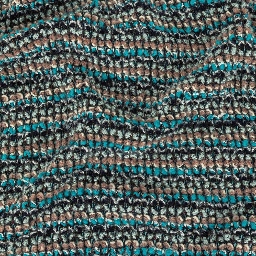 Turquoise, Beige and Navy Striped Chunky Wool Knit - Joann Fabrics