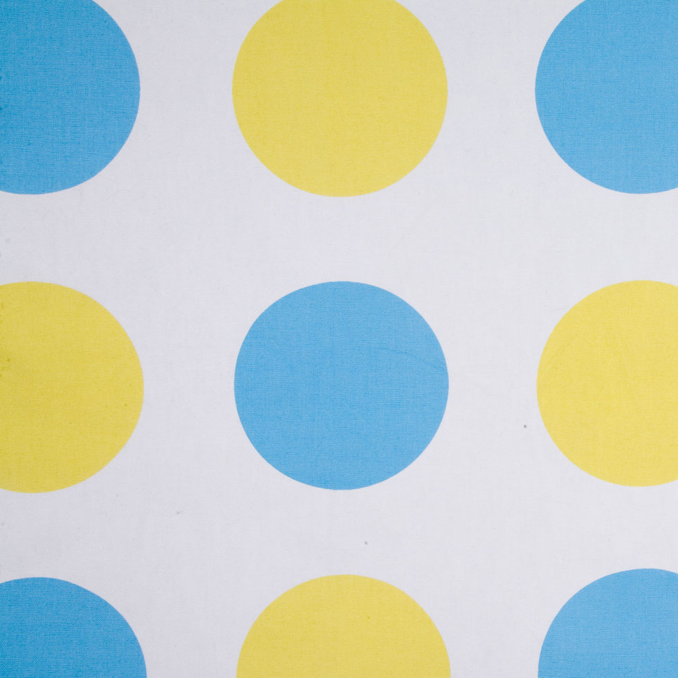 Off-White/Maize/Sky Blue Polka Dots Canvas - Joann Fabrics