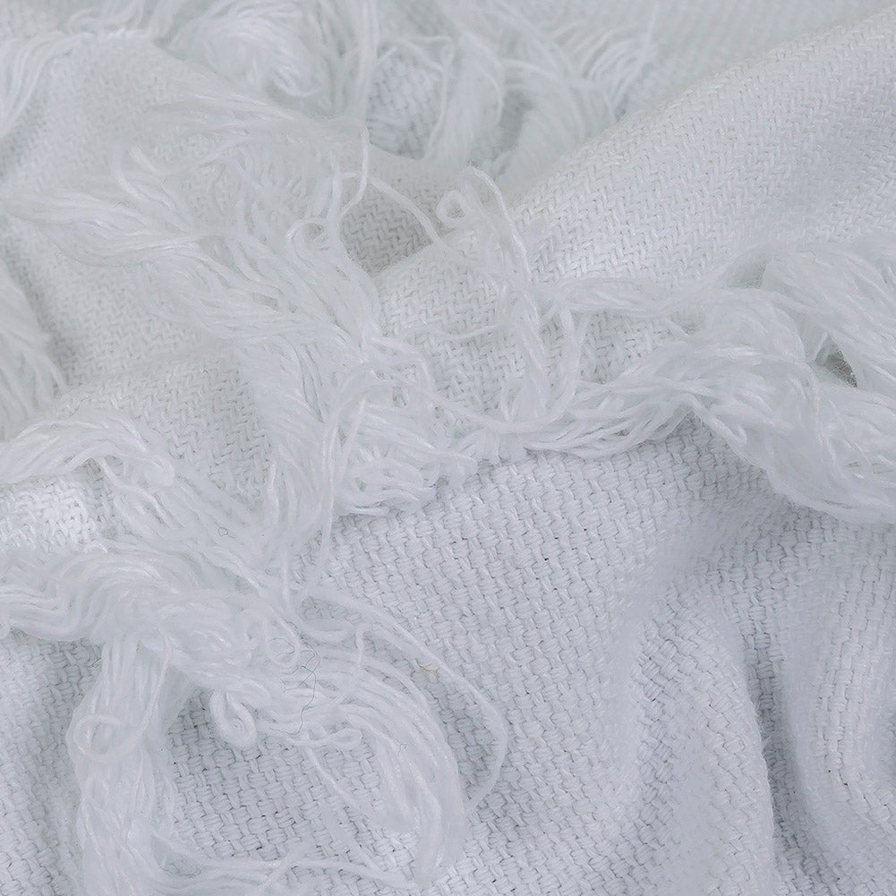 Italian White Cotton Canvas with Fringe Stripes - Joann Fabrics
