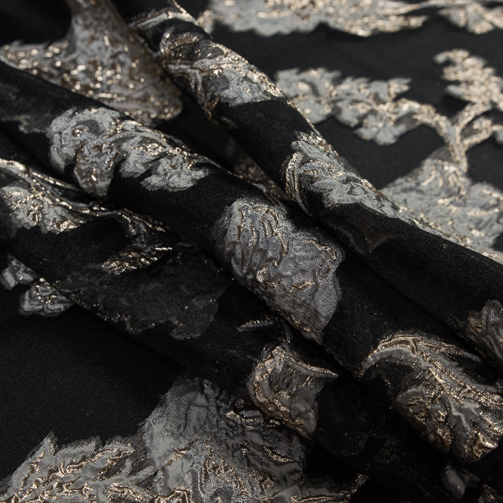 Black and Metallic Gold Luxury Abstract Burnout Brocade - Joann Fabrics