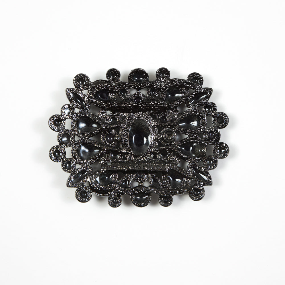 Gunmetal and Blue Fancy Metal Applique - 3