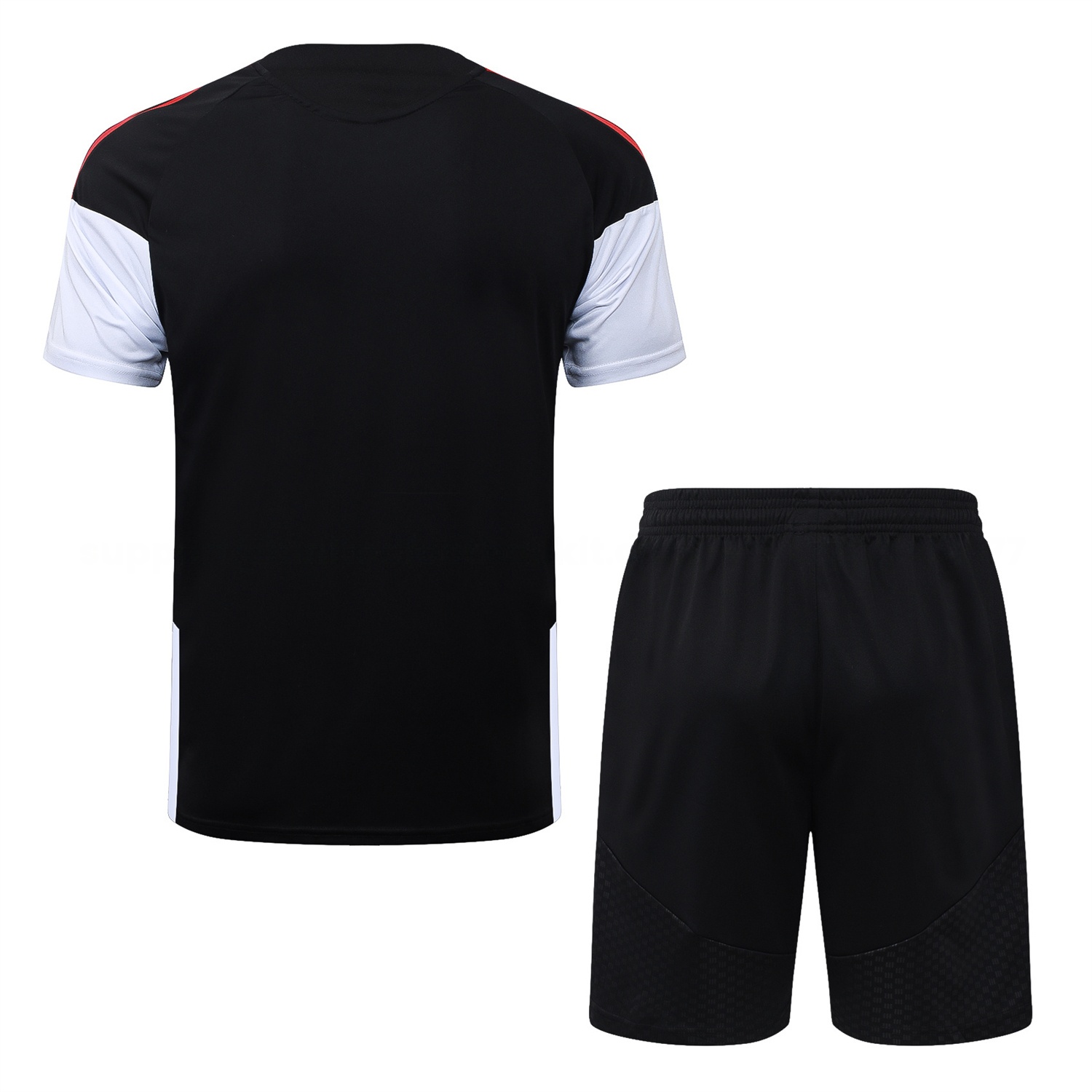 Arsenal 26-27 Short-Sleeve Training Set - Red Edge Black Top & Shorts - UnitedFutballJersey