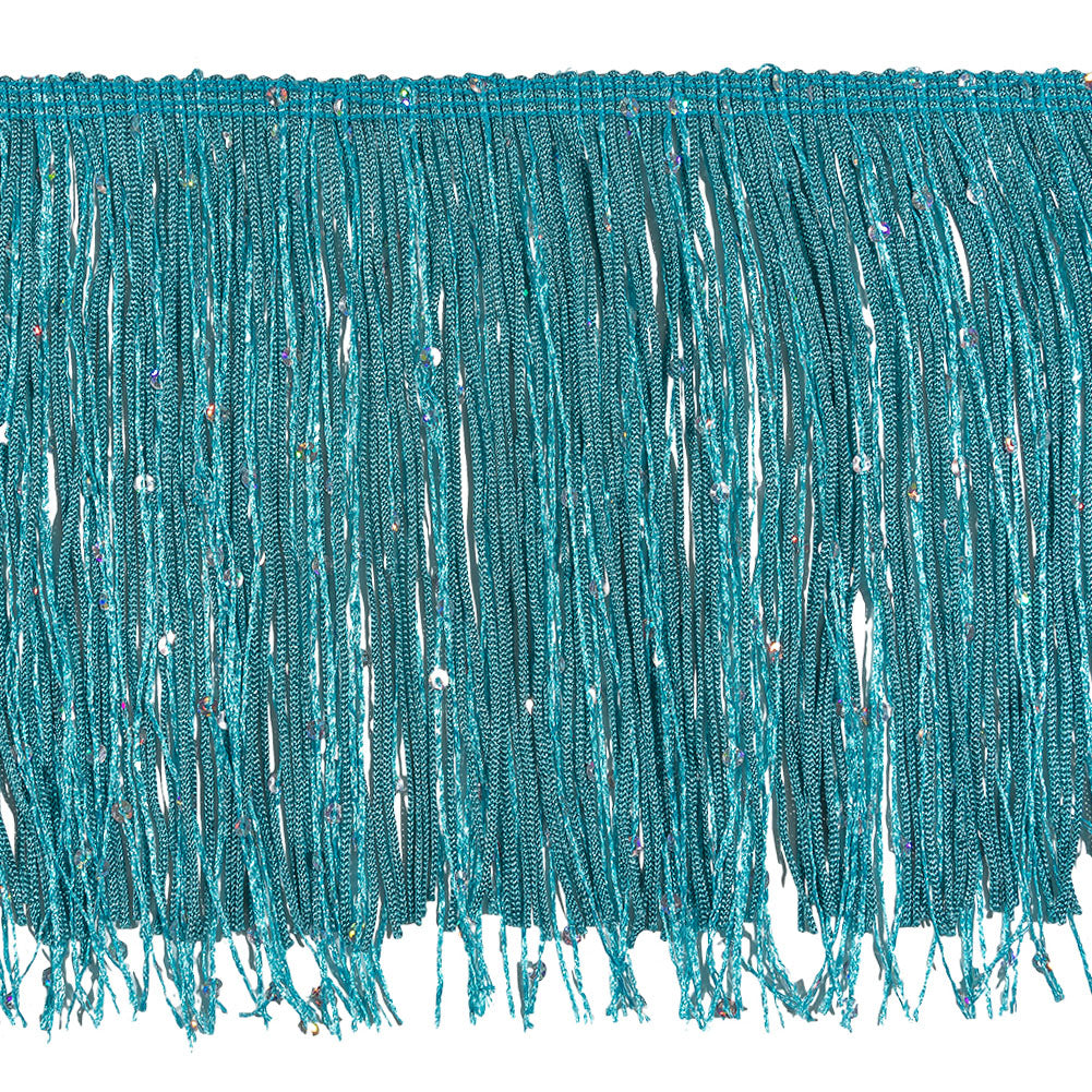 Turquoise Holographic Sequins Chainette Fringe - 6