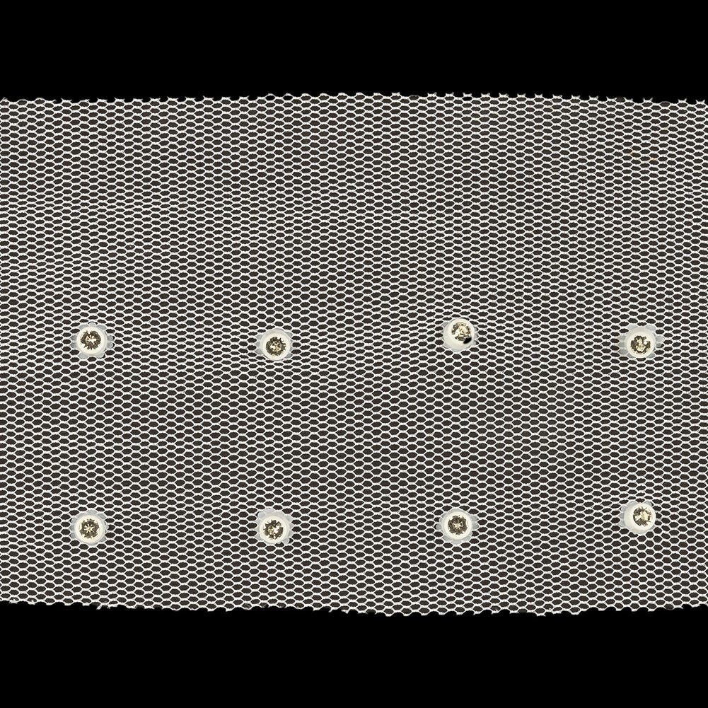Silver Rhinestones on White Mesh Trimming - 2.75