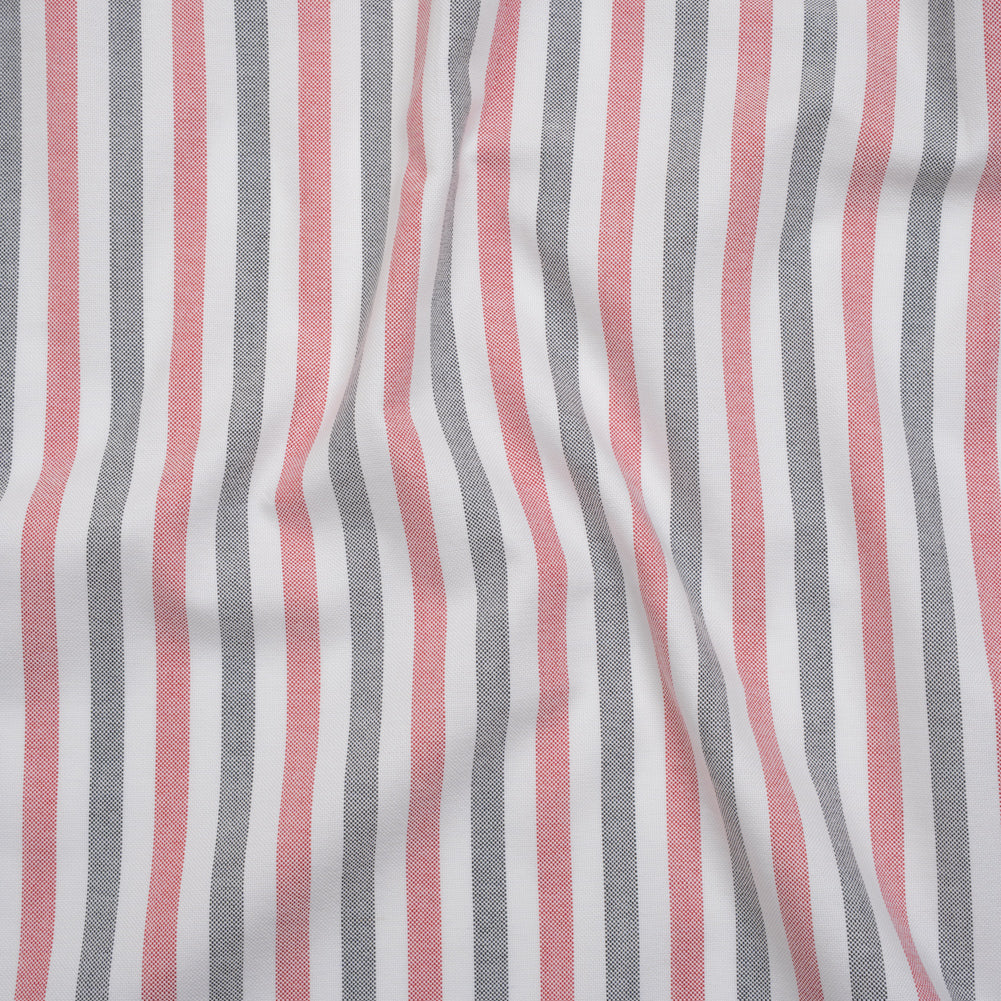 Cotton Oxford Shirting - Black, Red and White Stripes - Deadstock - Joann Fabrics
