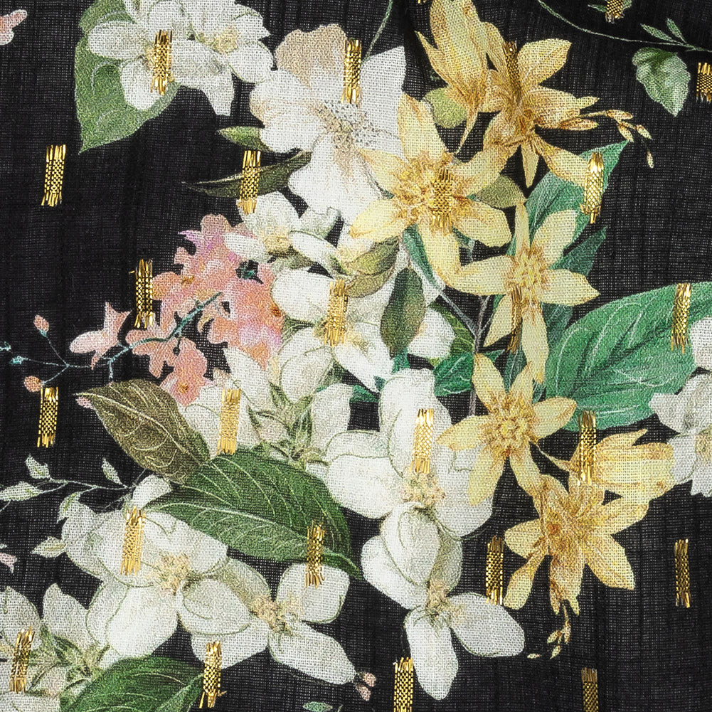 Cotton Voile Print with Metallic Dots - Black and Pink Floral - Mood Exclusive Bewitching Bliss - Joann Fabrics
