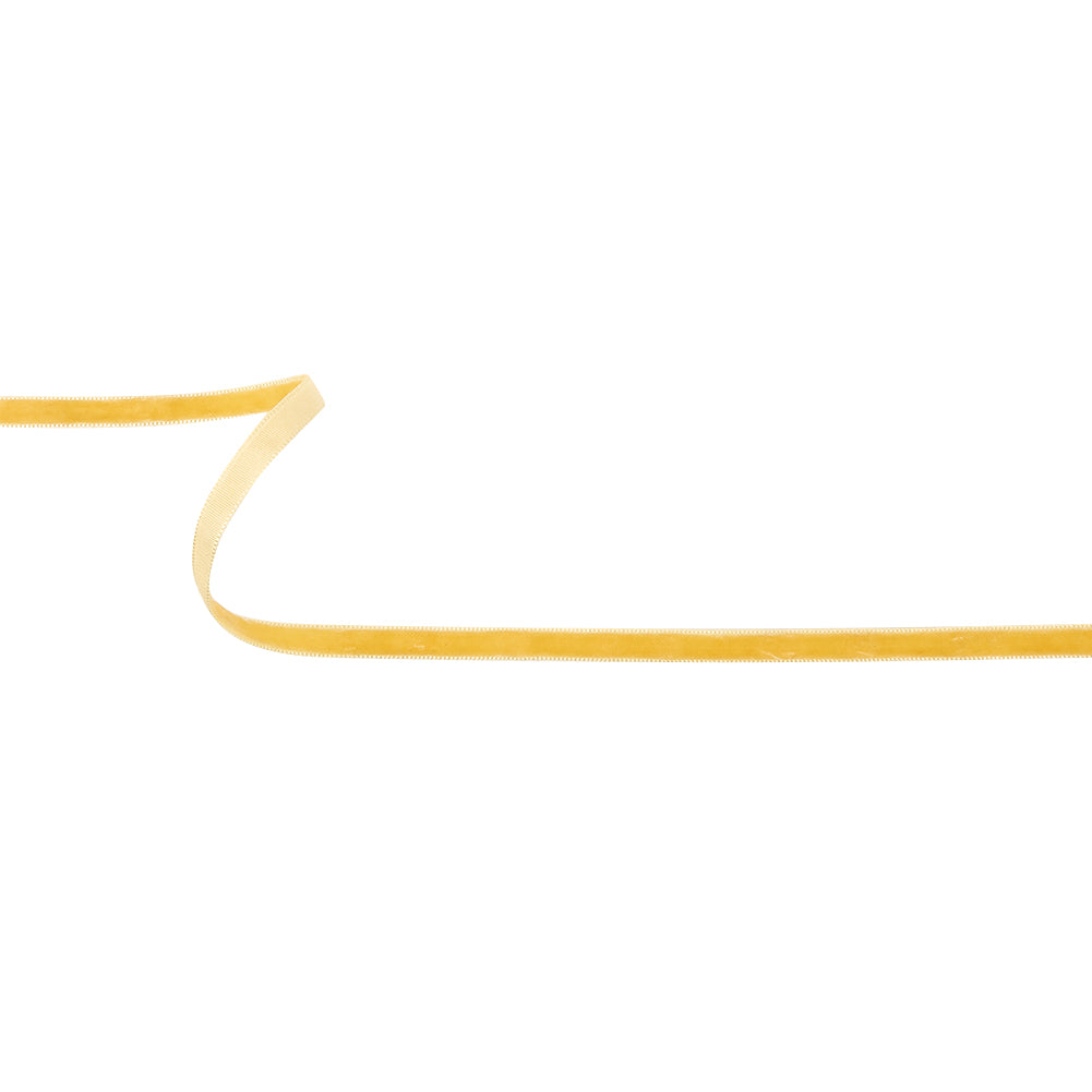 Cream Gold Single Face Velvet Ribbon - 0.25
