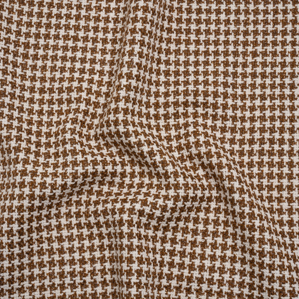 Metallic Tweed - Cream and Brown Houndstooth - Deadstock - Joann Fabrics