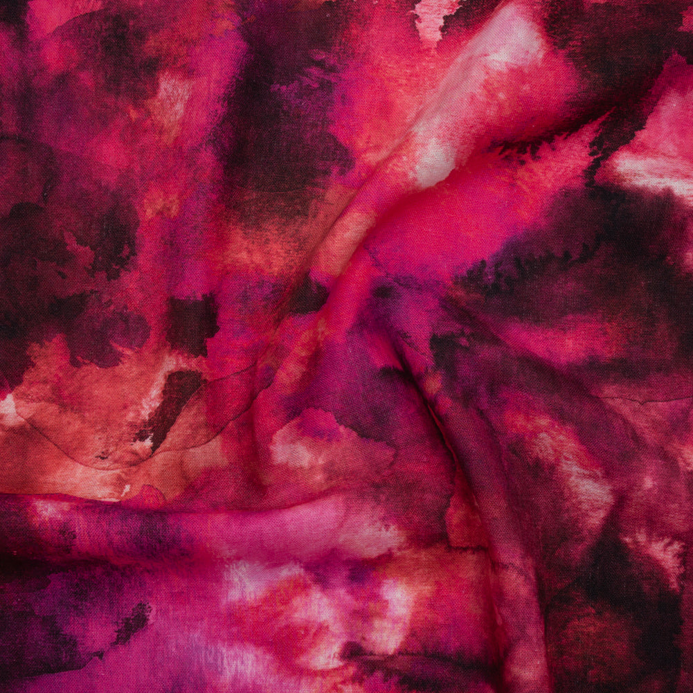 Linen and Rayon Woven - Hot Pink, Purple and Charcoal Abstract Tie Dye - Mood Exclusive Dyed & Delicate Print - Joann Fabrics
