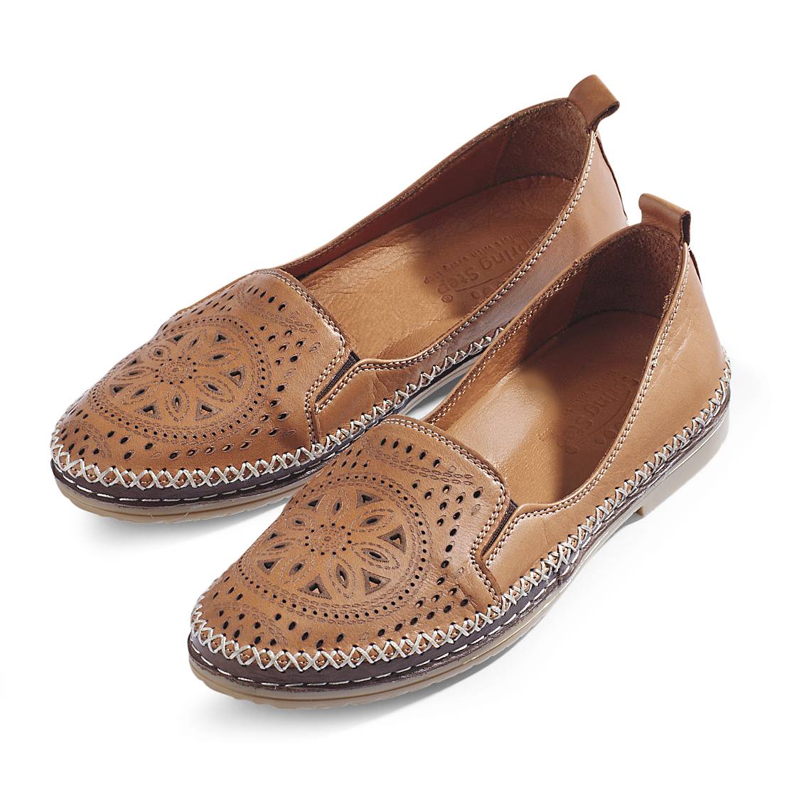Spring Step® Perforated Leather Slip-Ons, Elastic Gores, Nonslip Sole - Northstyle Catalog