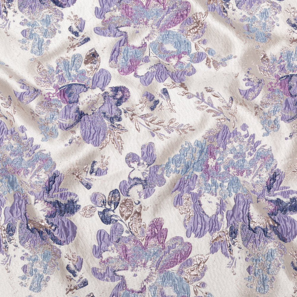 Metallic Champagne, Rainy Day and Deep Wisteria Floral Luxury Brocade - Joann Fabrics