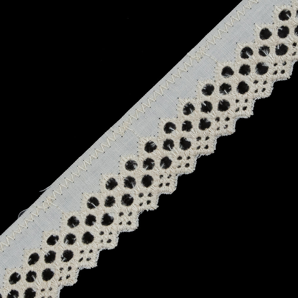 Beige Cotton Eyelet Trimming - 0.75